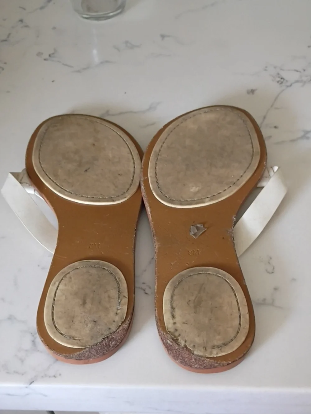 Tory Burch White Leather Thong Sandals with Gold Accent - Women